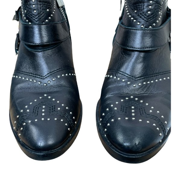 Anine Bing Bianca Leather Studded Accents Ankle Boots Black 6 36 Buckle Harness - Picture 12 of 12